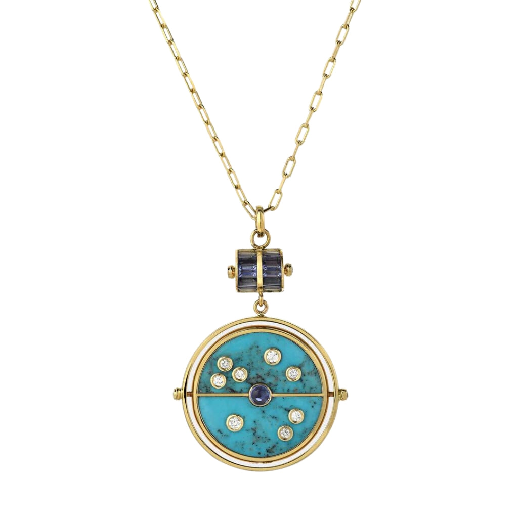 Turquoise & Tanzanite Grandfather Compass Pendant