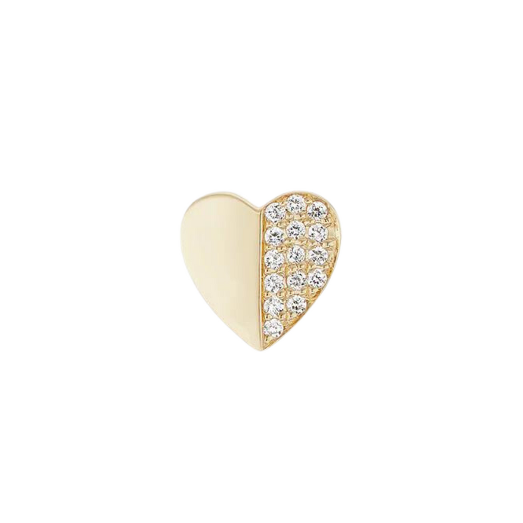 Diamond Heart Stud Earring (Single)