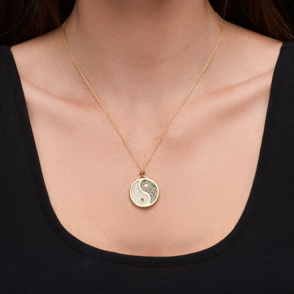 Yin Yang Pendant Necklace with Diamonds