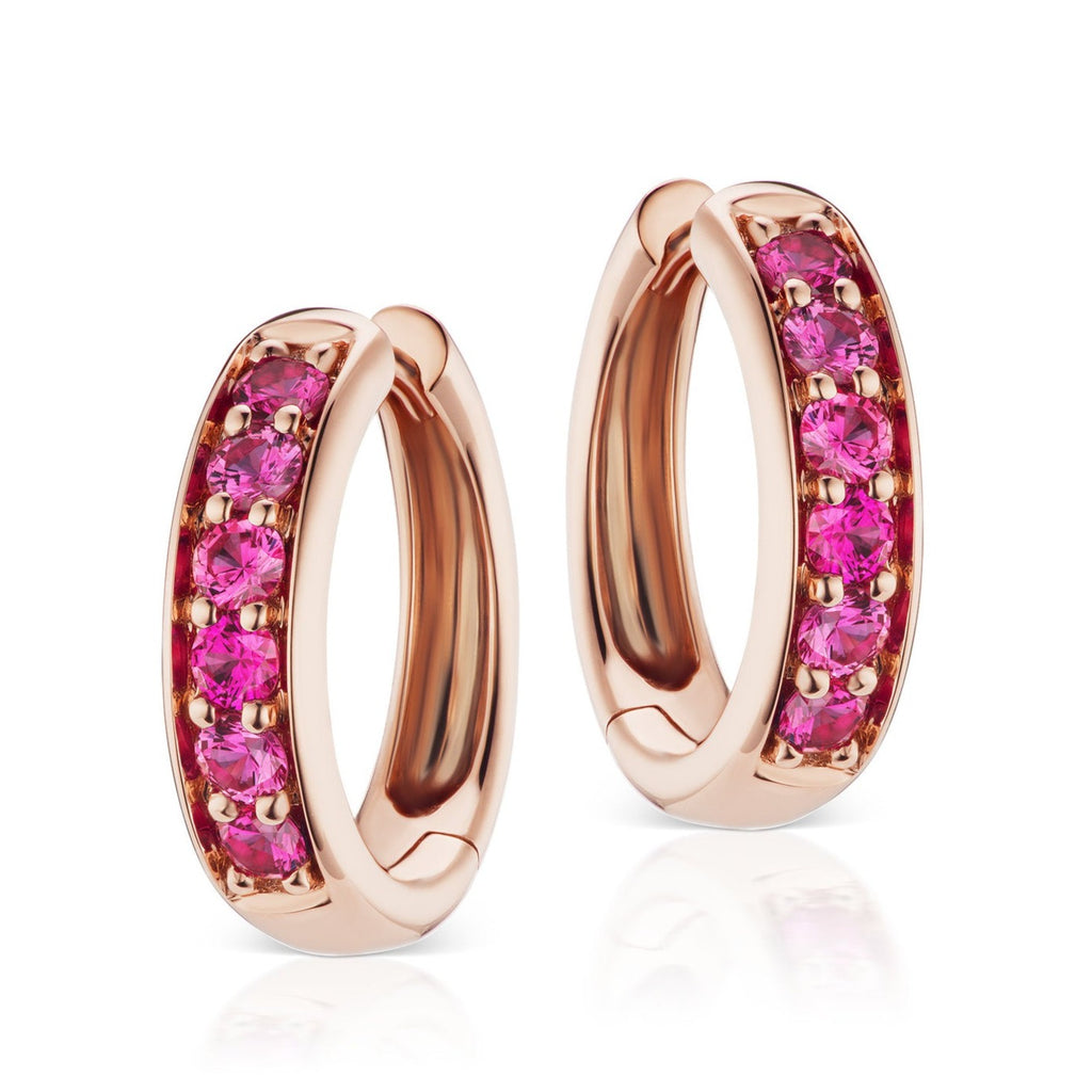 Cirque Classic Hoops with Round Hot Pink Sapphires