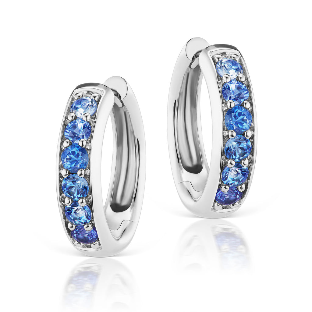 Cirque Classic Hoops with Round Blue Sapphires