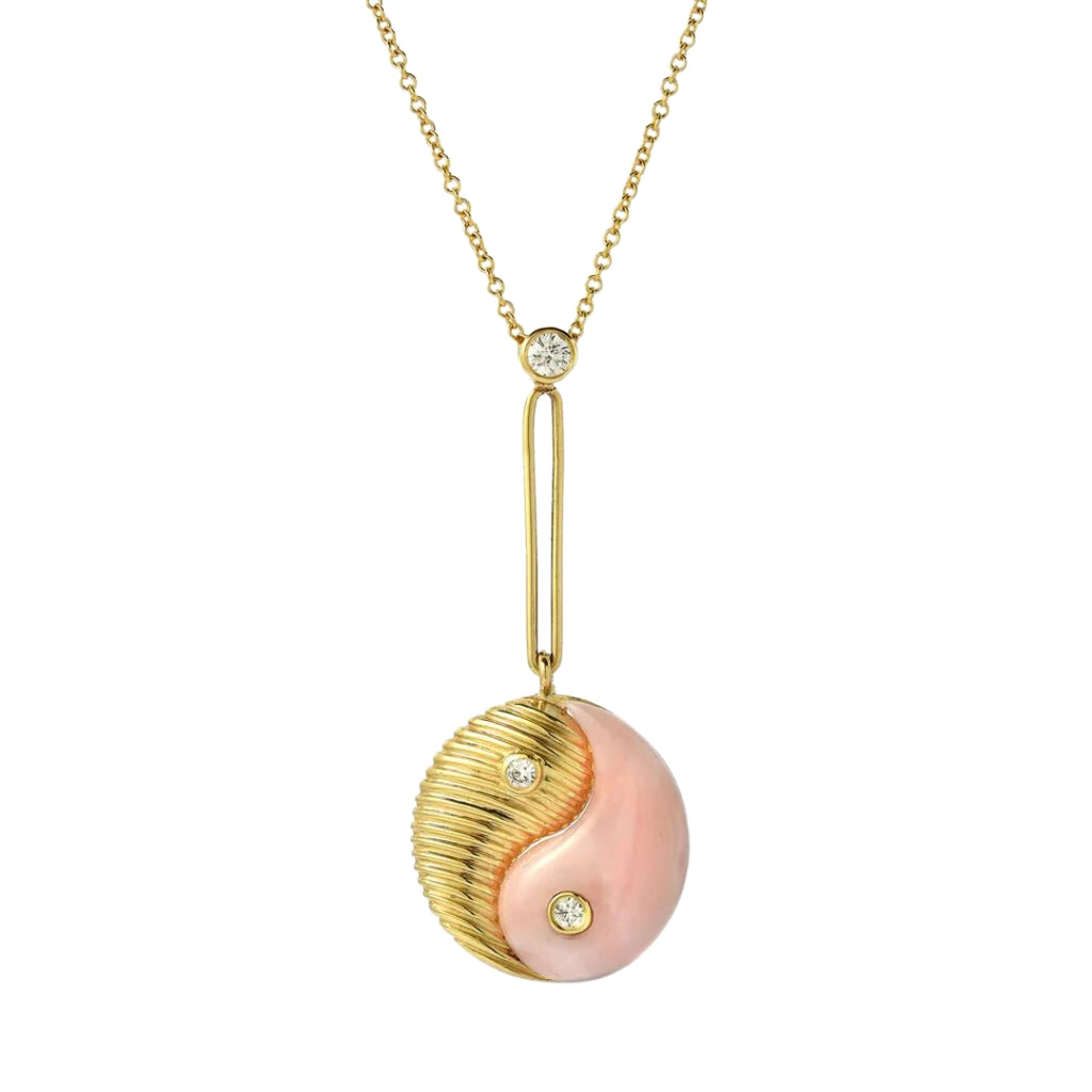 Pink Opal Yin & Yang Pendant Necklace