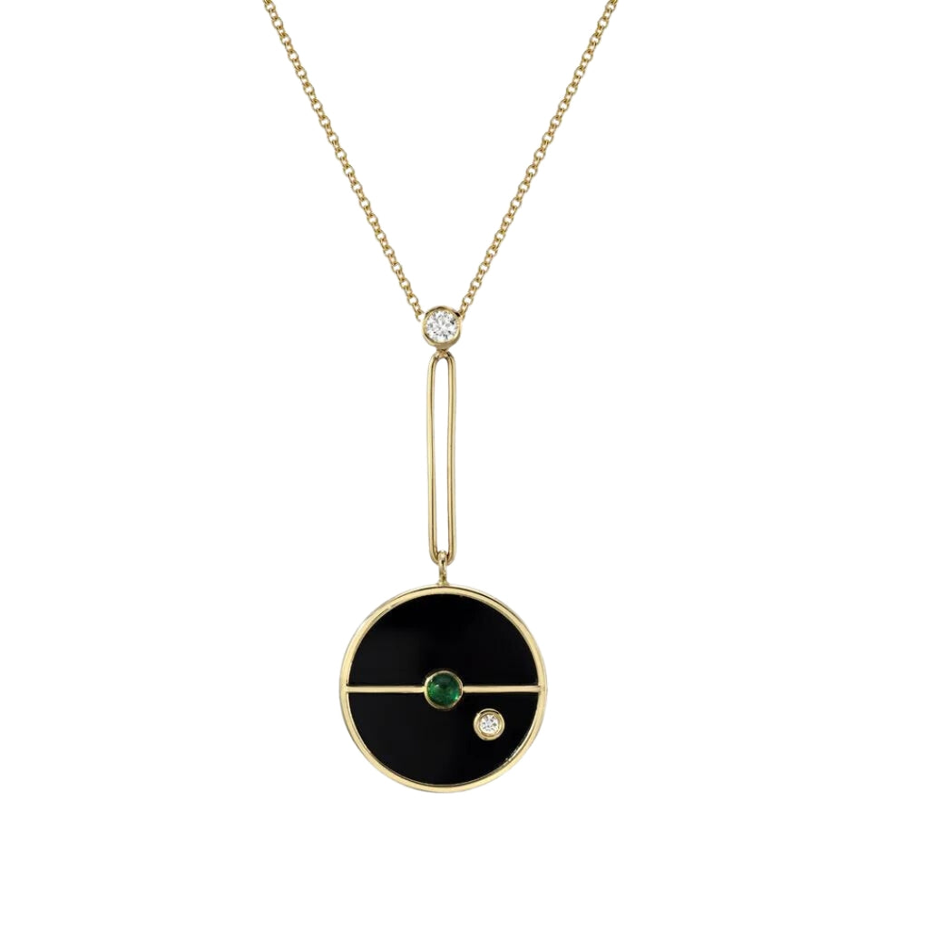 Black Onyx & Emerald Signature Compass Pendant