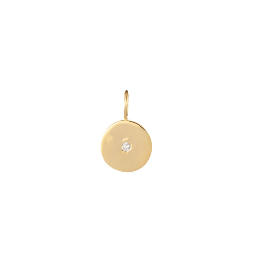 Small Round Diamond Charm in Gold