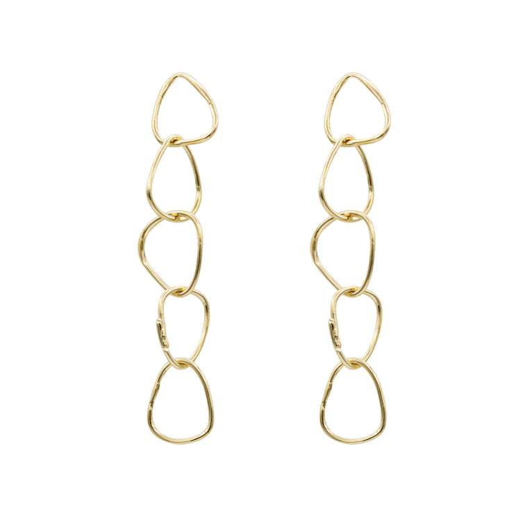 Tiny Five Hoop Drop Earrings in Gold