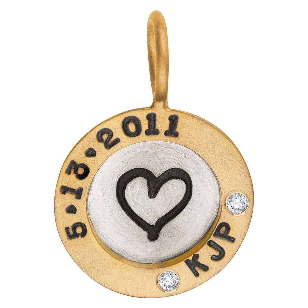 Initials and Date Round Charm