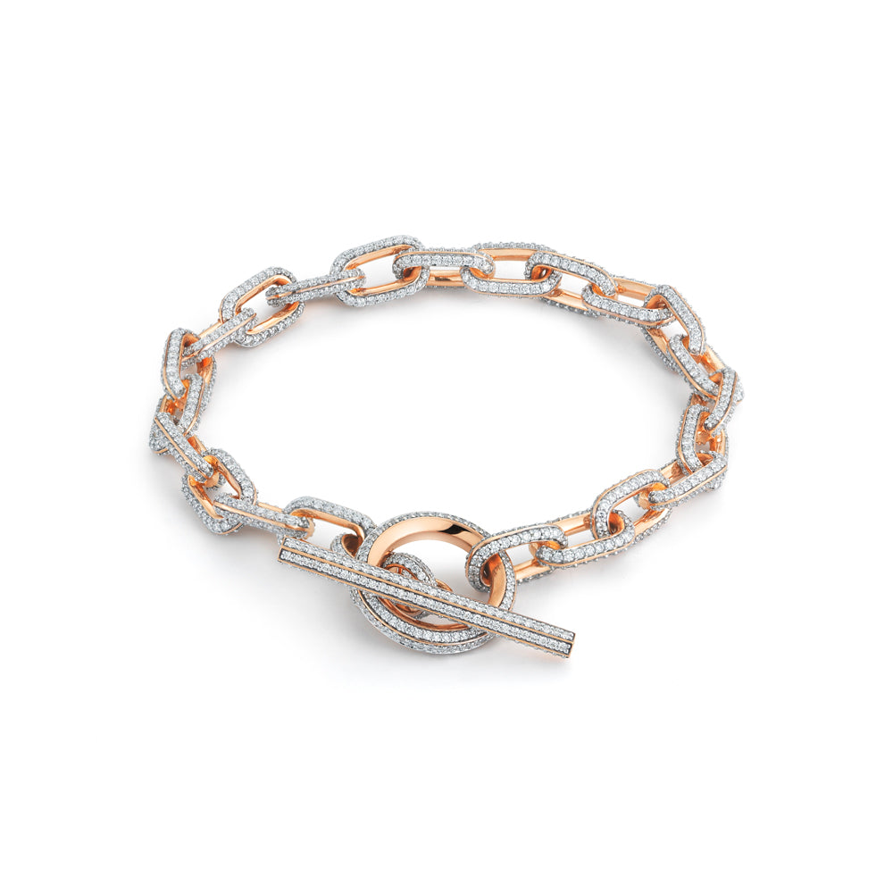 Saxon All Diamond Toggle Chain Link Bracelet