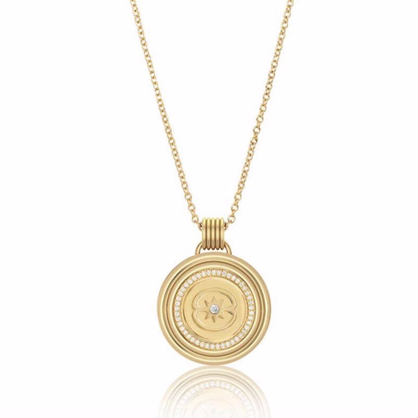 Sagesse - Stella Pavé Medallion Necklace 23mm