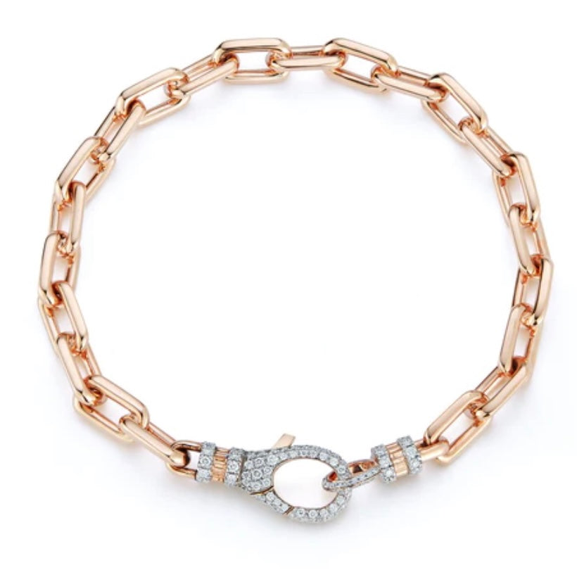Clive Gold Chain Link Bracelet With Diamond Lobster Clasp