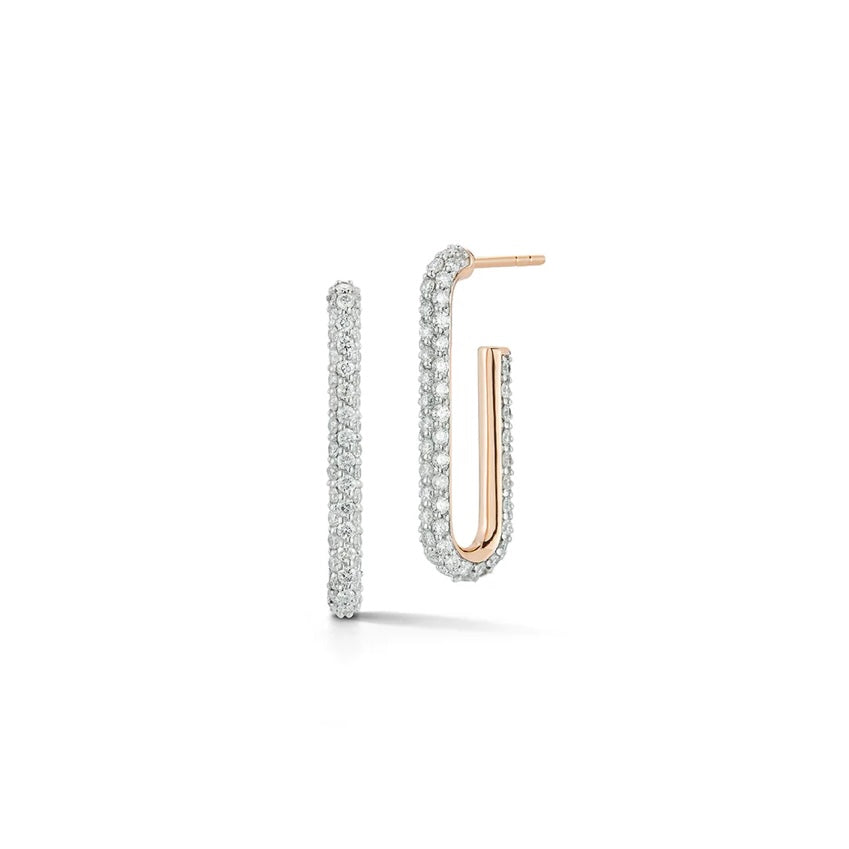 Saxon Gold Elongated Single Diamond Chain Link Earrings