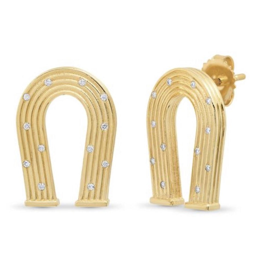 Reeded Gold and Diamond Manifest Earrings