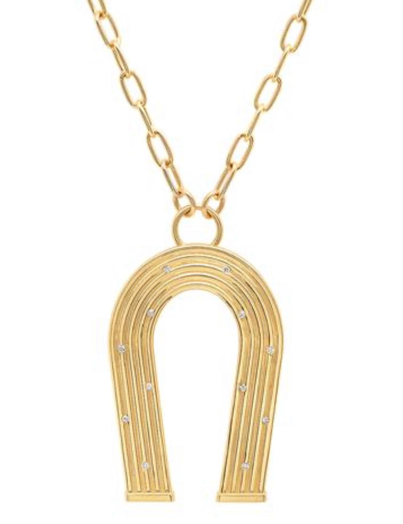 Reeded Gold and Diamonds Manifest Necklace