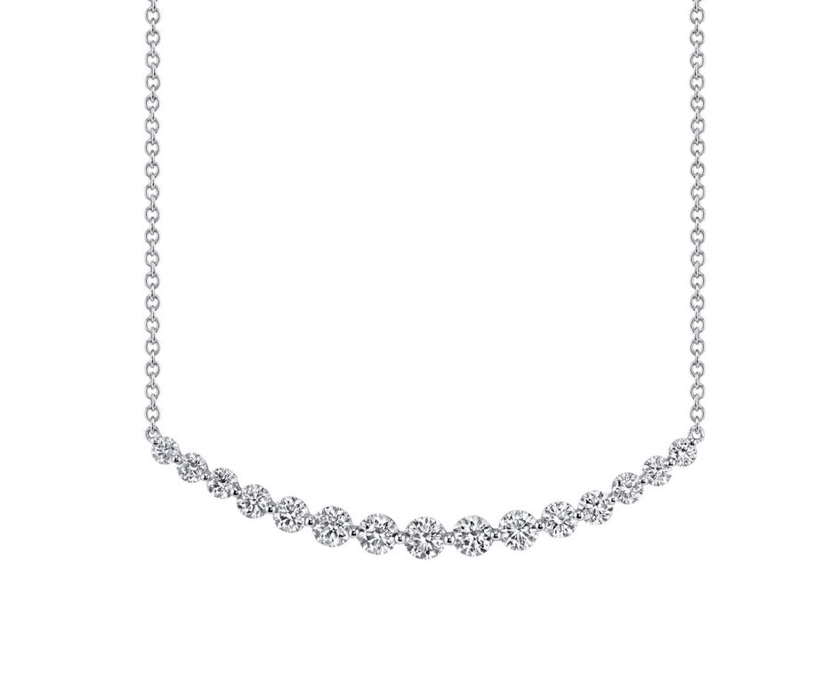 Crescent Diamond Necklace in White Gold
