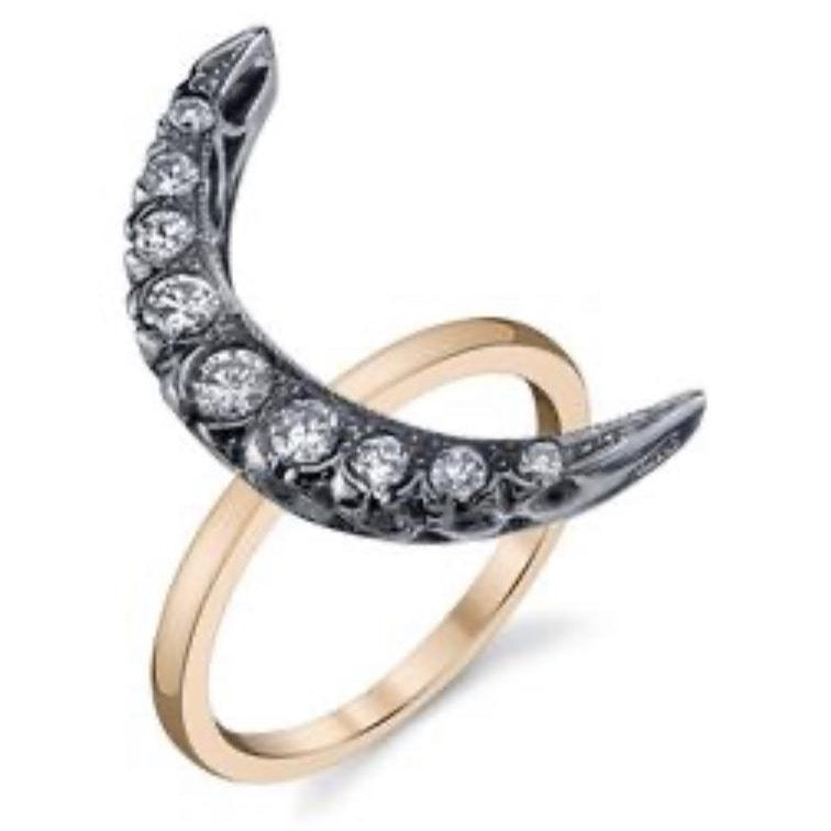 9-Diamonds Crescent Moon Ring