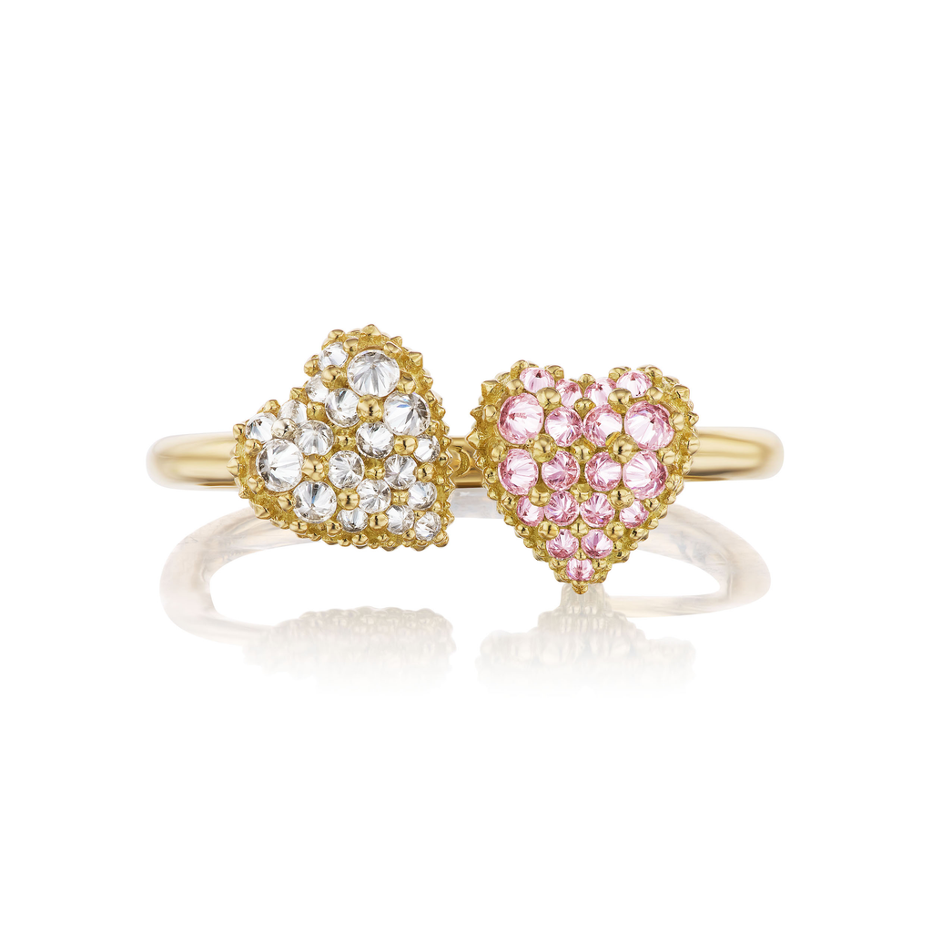Diamond and Pink Sapphire 'Moi Et Toi' Ring