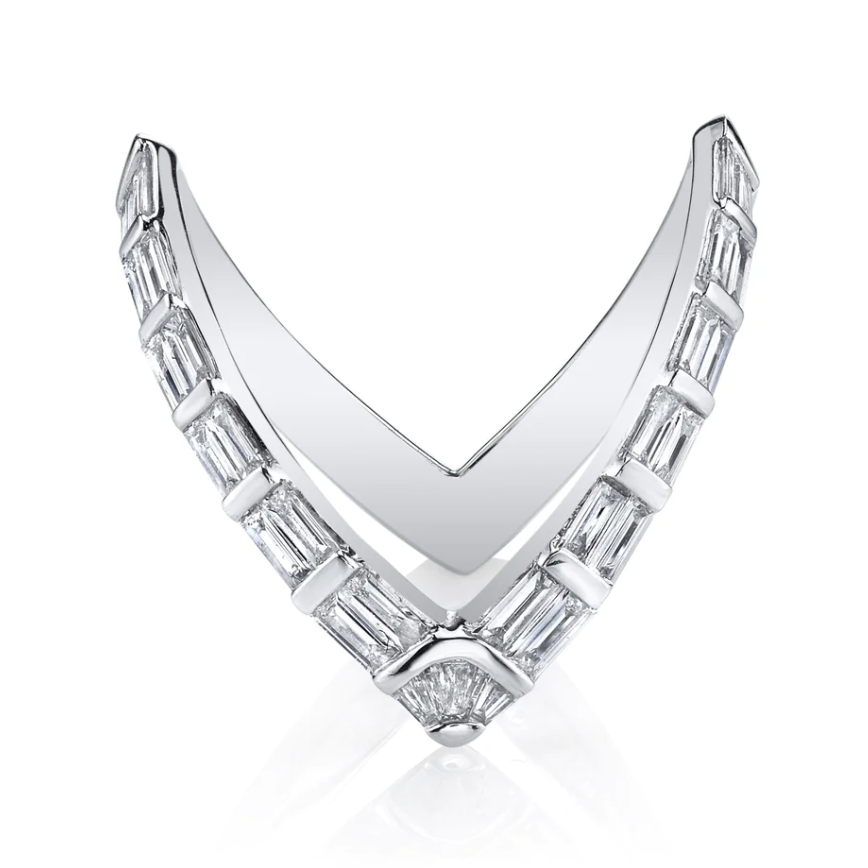 Baguette Diamond V Ring in White Gold