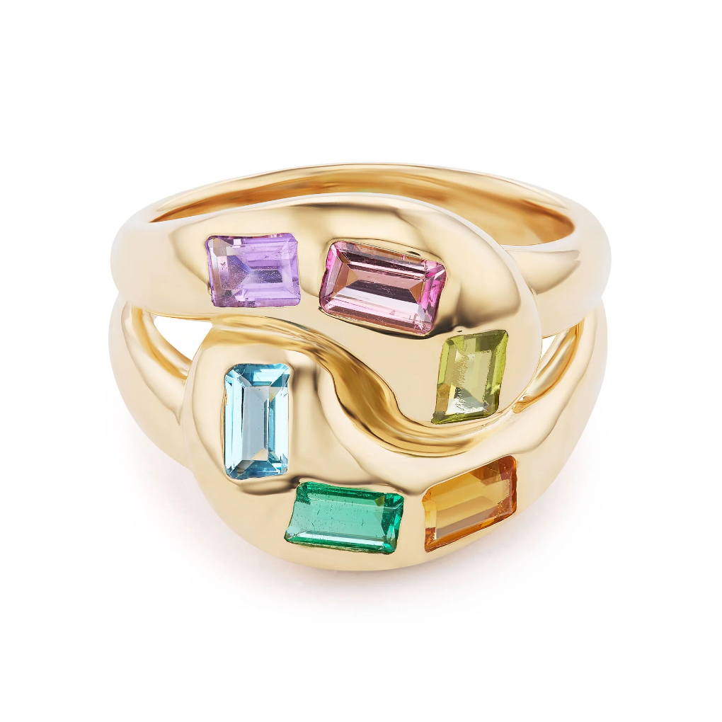 Multi-color Gemstone Knot Ring