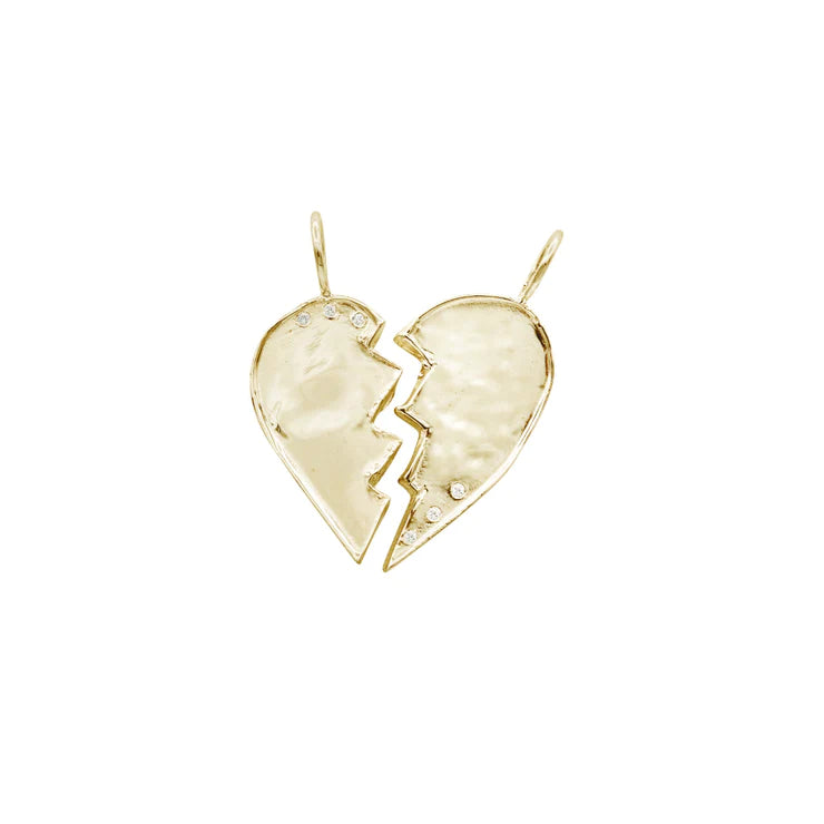 Friendship Heart Charms with Diamonds in Gold