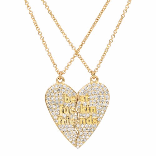 Best Fuckin Friends (2 Piece) Diamond Heart Necklaces