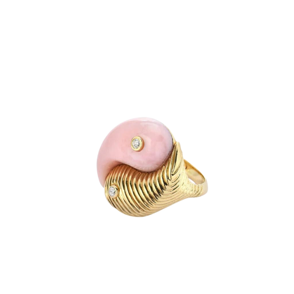 Pink Opal Yin Yang Ring