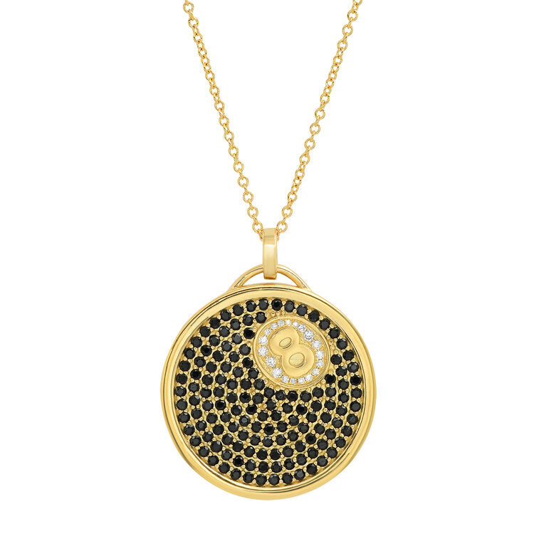 8-Ball Pendant Necklace With Black And White Diamonds