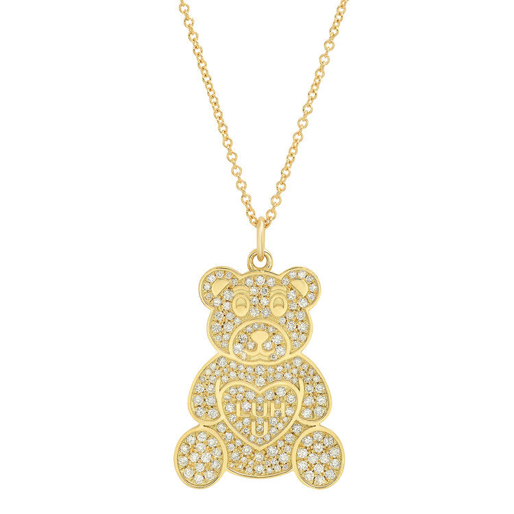 Pavé Teddy Bear Pendant Necklace