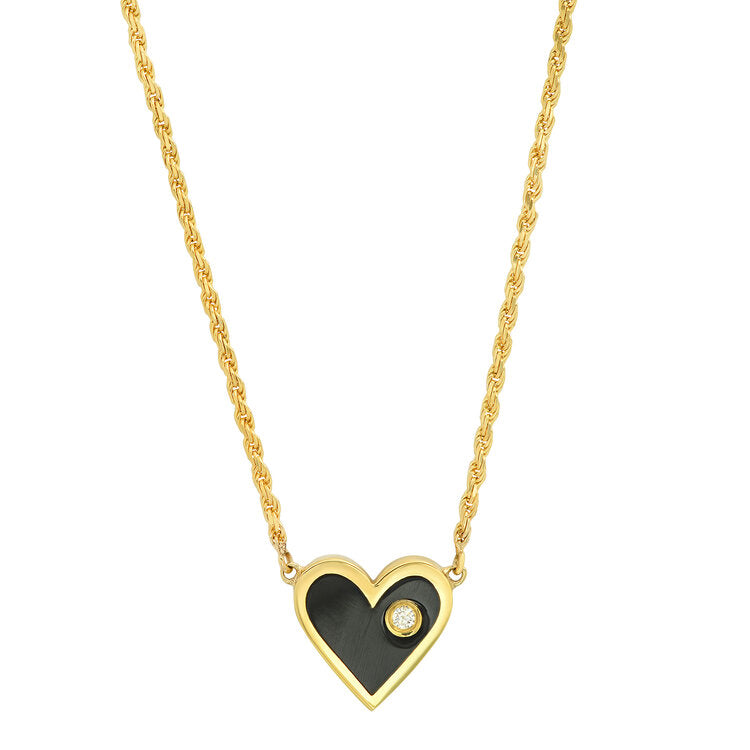 Mini Diamond Enamel Heart Necklace