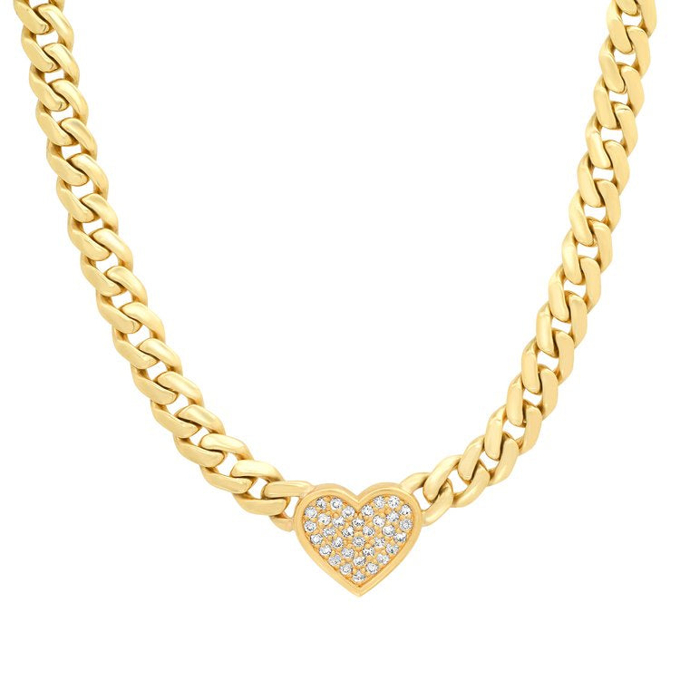 Diamond Heart on Thick Chain Necklace