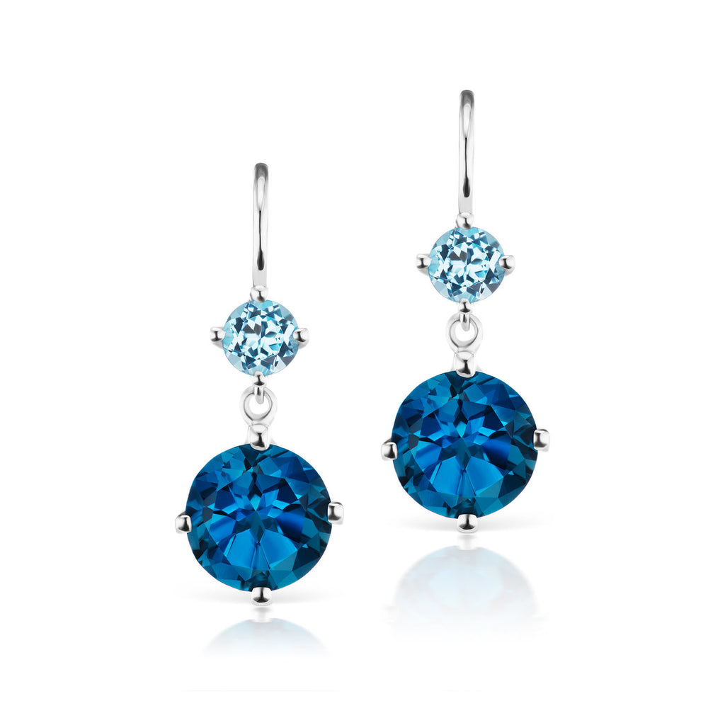 Twinkle Twinkle Petite Double Drop Earrings with London Blue Topaz