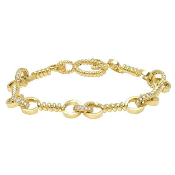 Gold And Diamond Twist Bar Link Bracelet