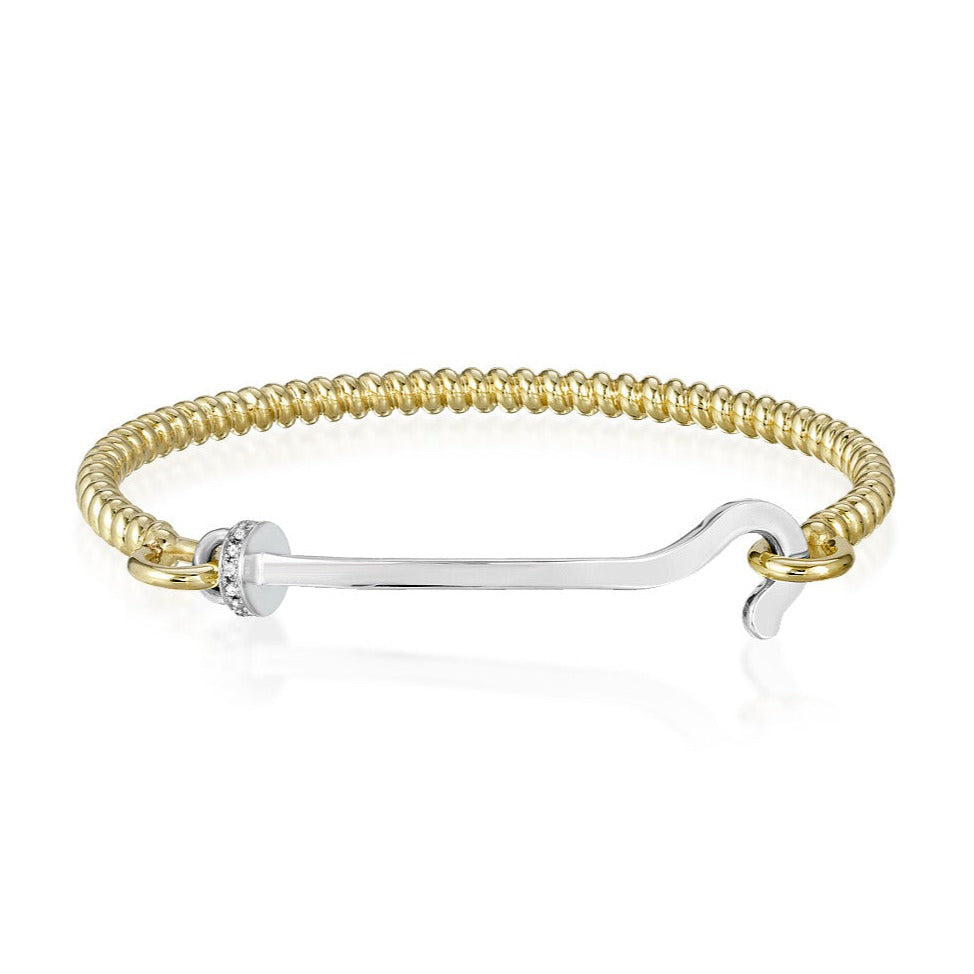 Gold Twist Bangle With Silver Hook And Diamond Rondelle – Reservoir