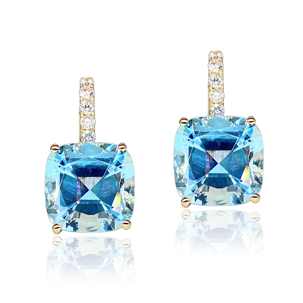 Pavé Ear Wire Drop Earrings with Blue Topaz and Diamond