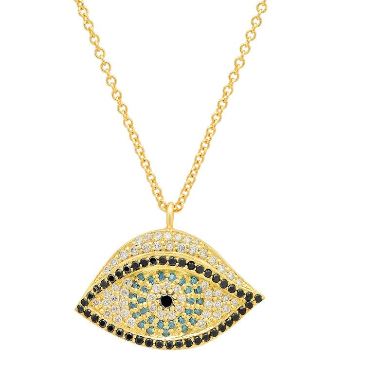Evil Eye Pendant Necklace with Diamonds & Gemstones