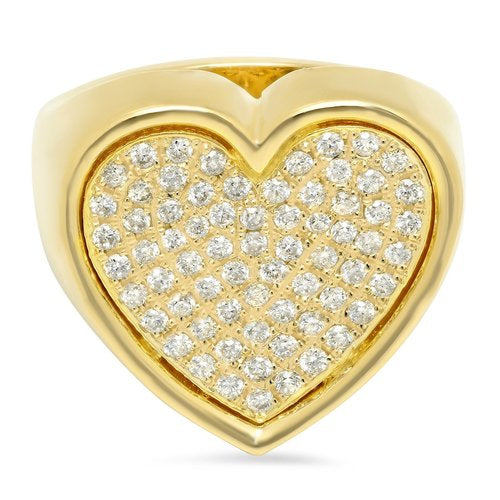 Heart Surface Ring with Diamonds