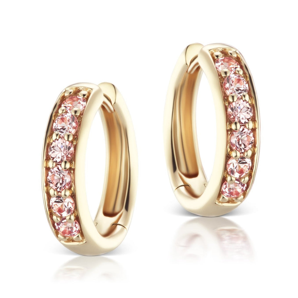 Cirque Classic Hoops with Round Rose Champagne Garnets