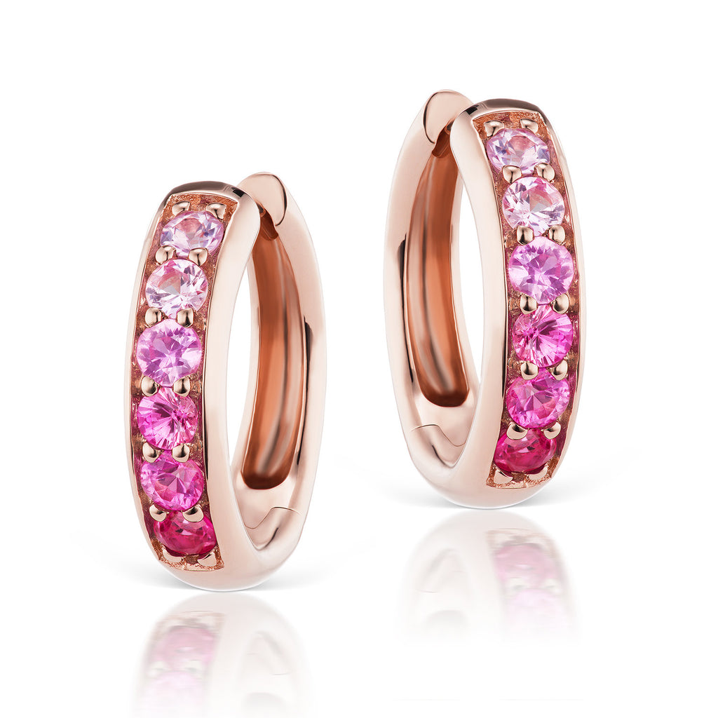 Cirque Classic Hoops with Round Pink Sapphires