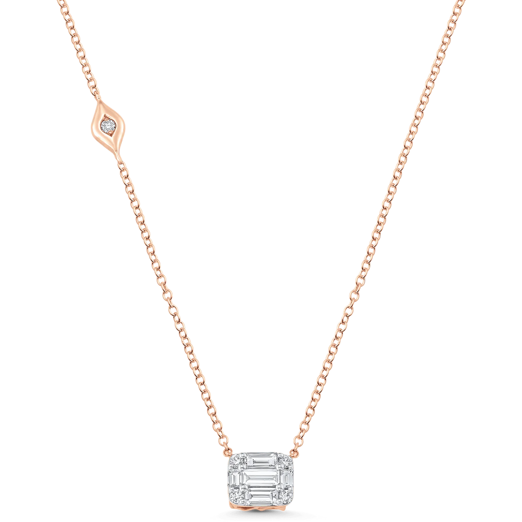Illusion Emerald Cut Diamond Necklace