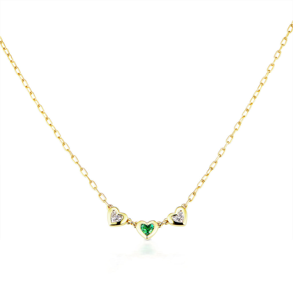 Three Heart Tsavorite and Diamond Necklace