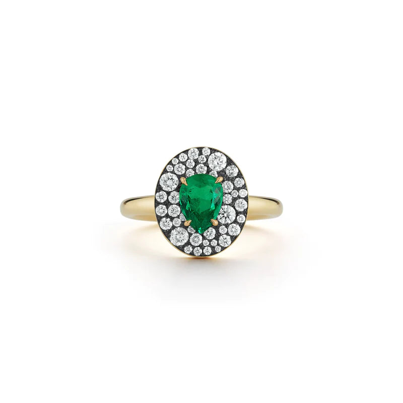 Prive Emerald Pear and Diamond Ring