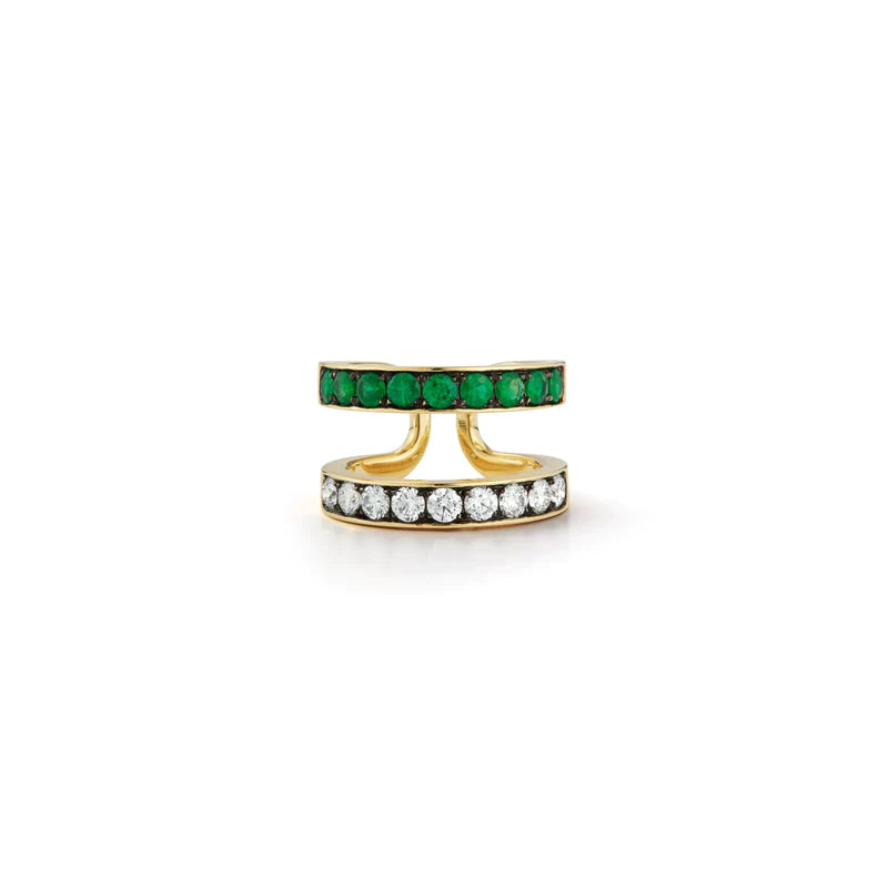 Prive Diamond and Emerald Double Band Ring
