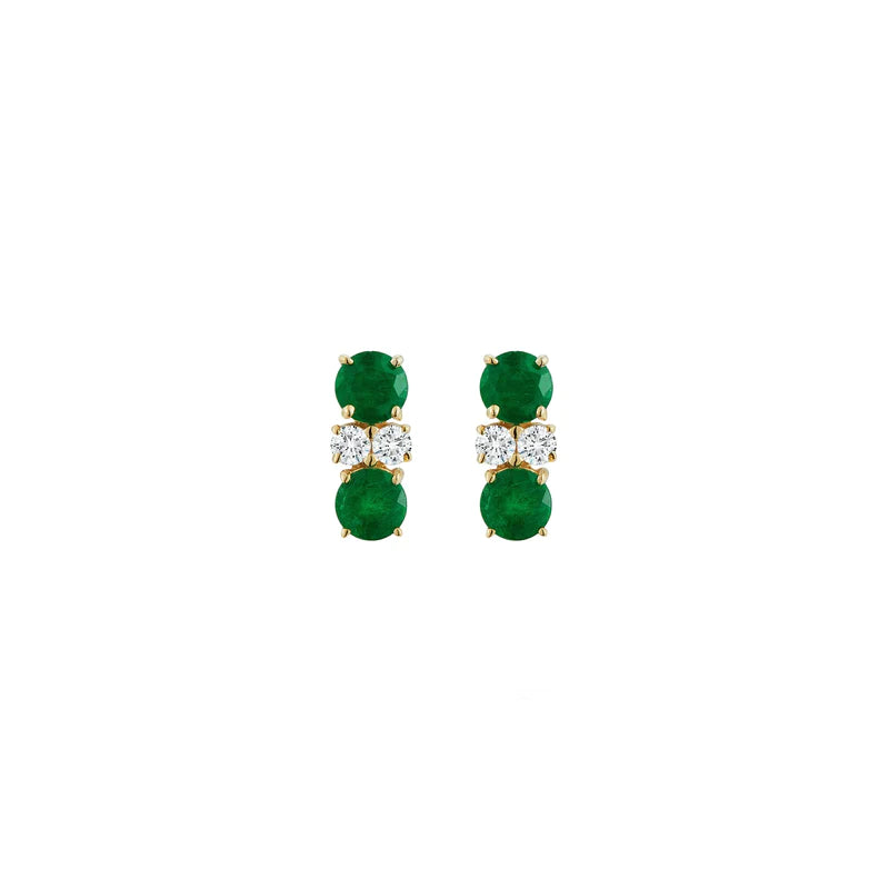 Prive Petite Double Emerald and Diamond Studs