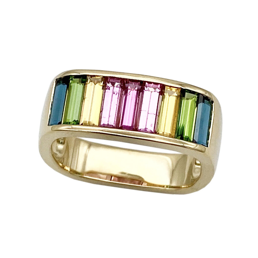 Cirque Medium Baguette Square Stacking Band with Tourmaline Ombré
