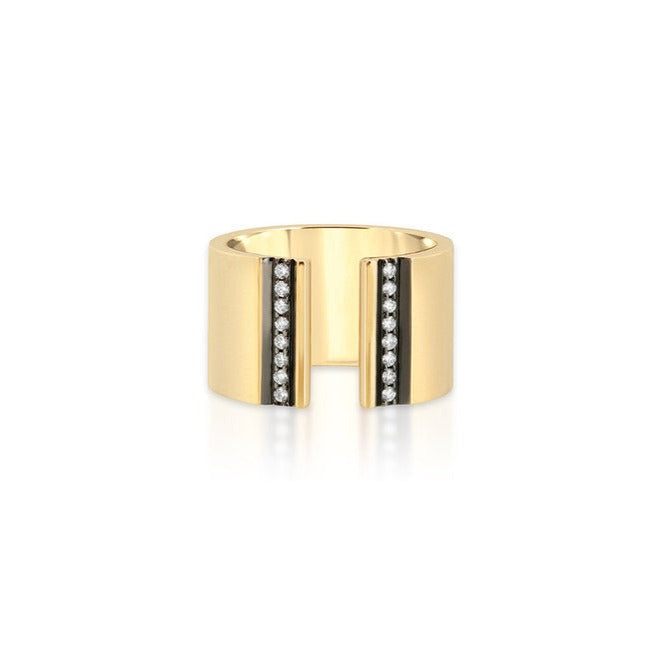 Open Front Cigar Band with Diamonds And Black Ruthenium Trim