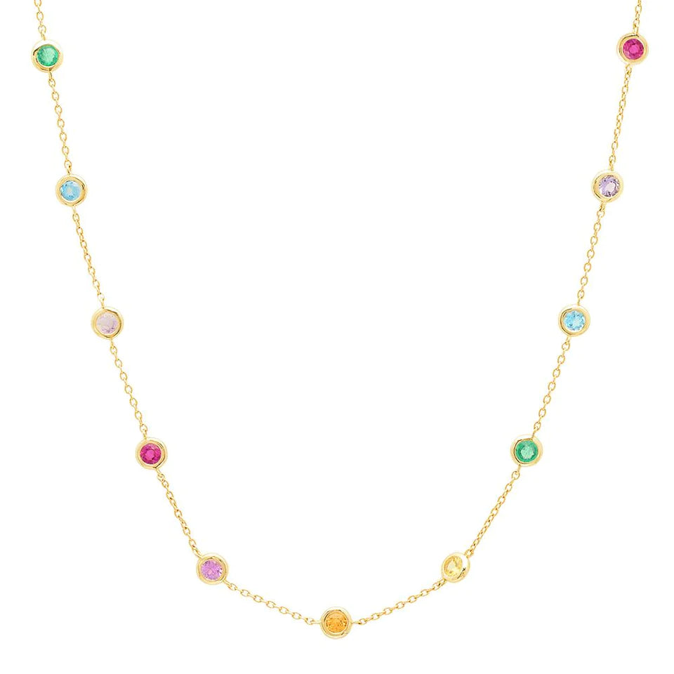 Rainbow Bezel Set Necklace