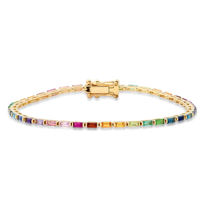 Multi Colored Baguette Tennis Bracelet
