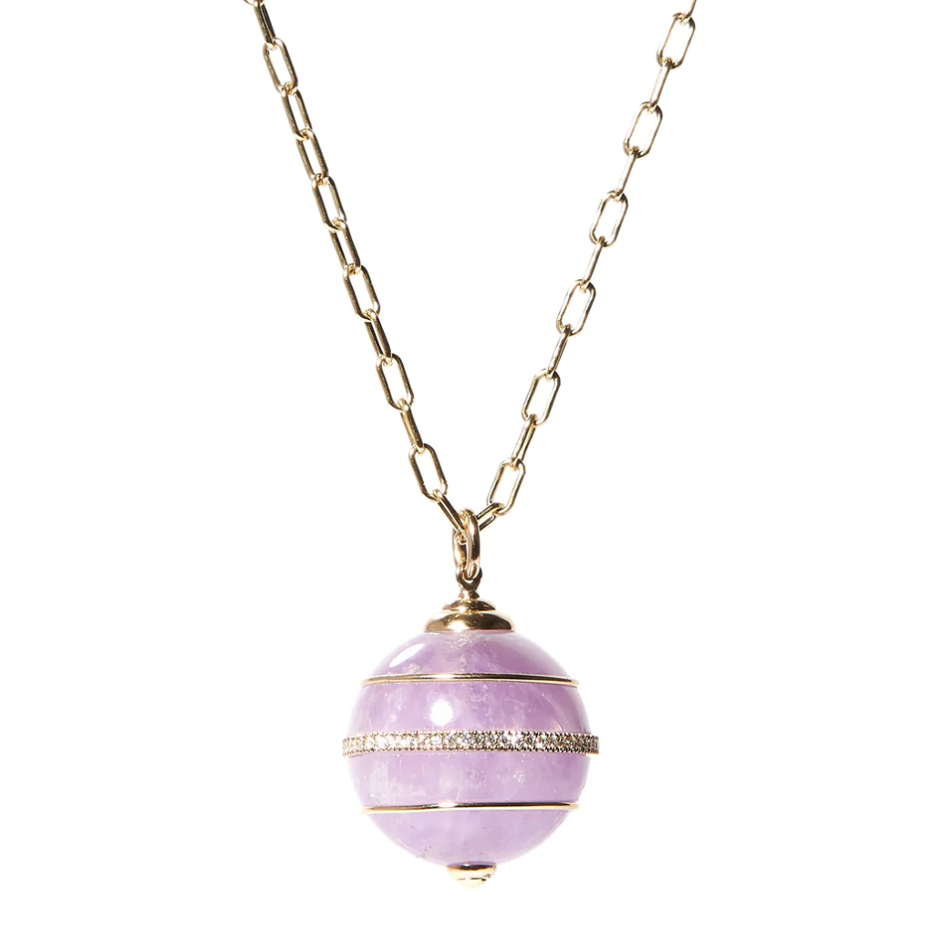 Found Sphere Pendant Necklace - Amethyst