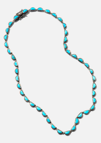 Small Scallop Riviere Turquoise Necklace