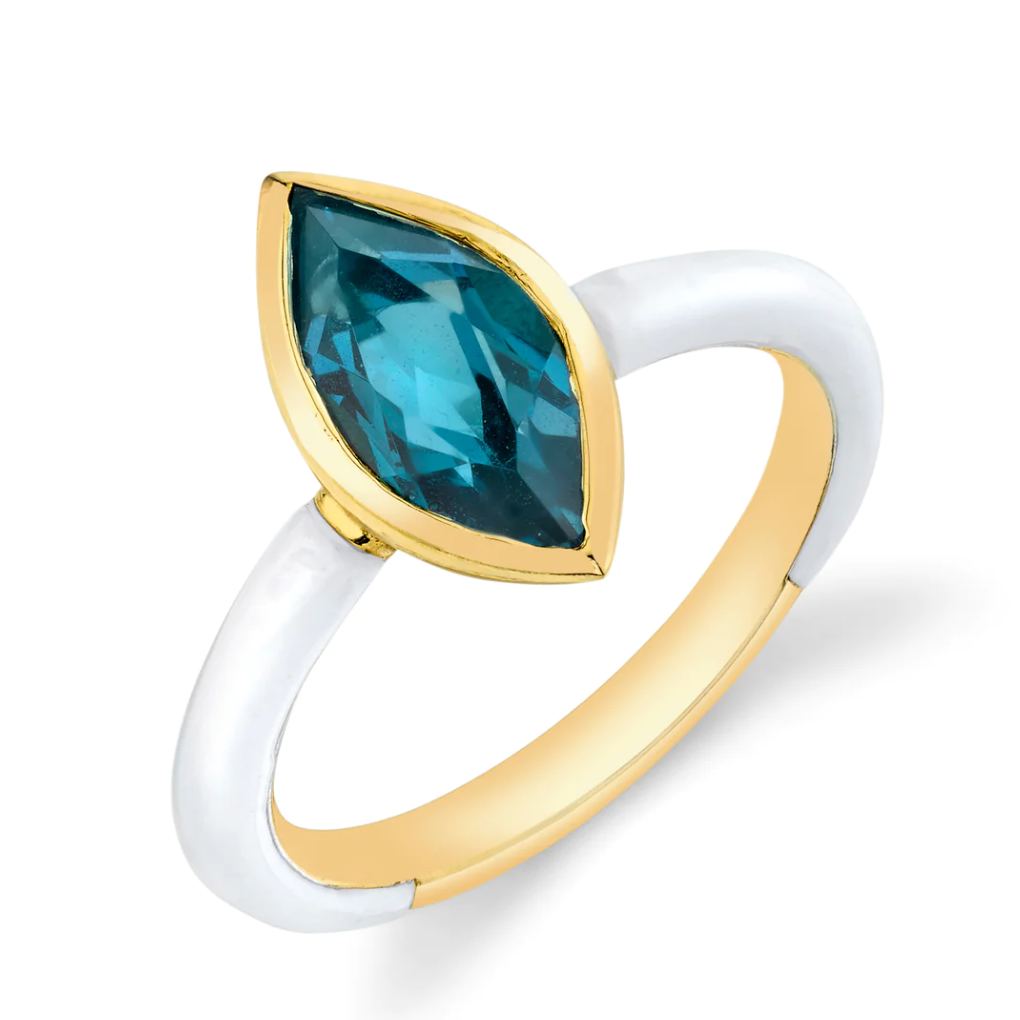 Marquis Cut Gemstone Enamel Ring