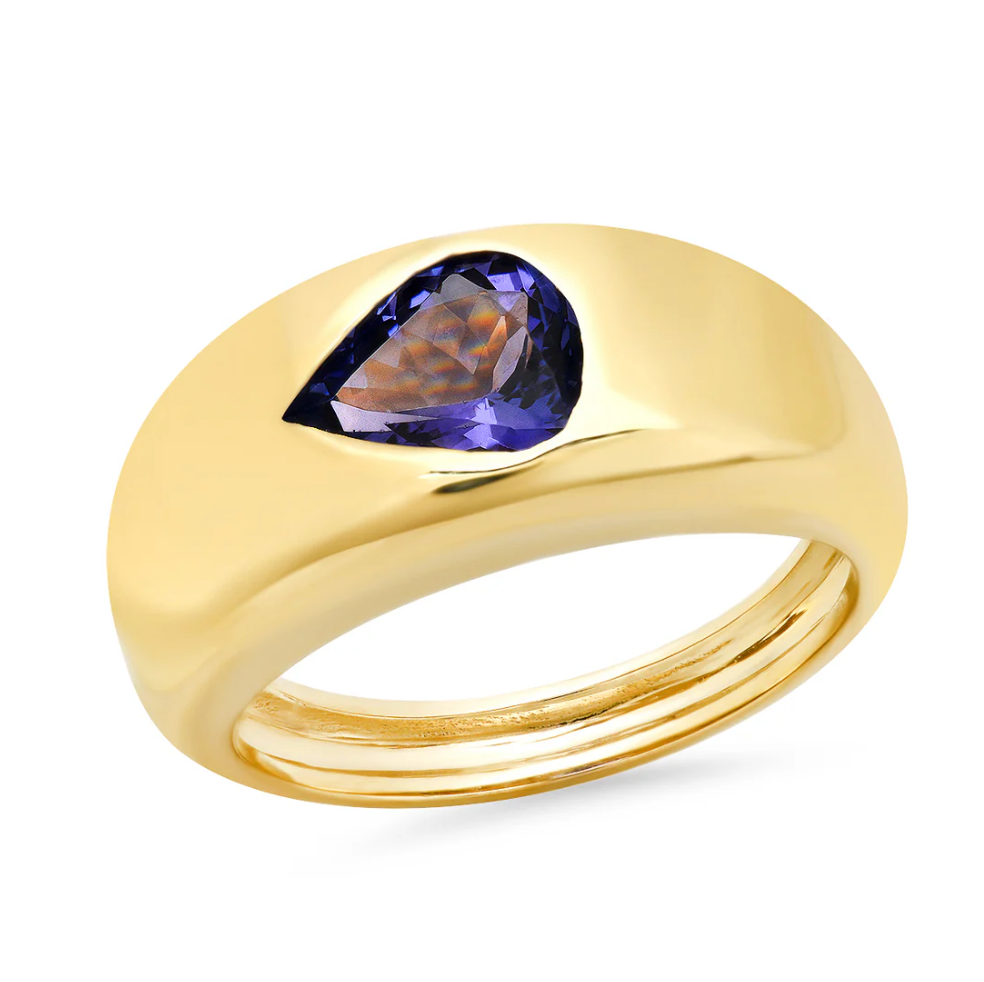 14K Yellow Gold Tanzanite Gypsy Ring