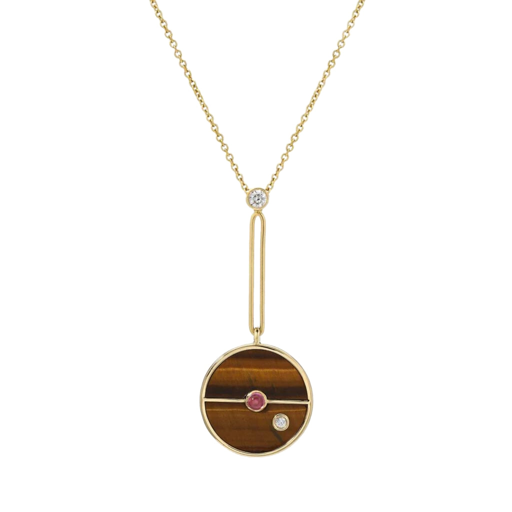 Tigers Eye & Pink Spinel Signature Compass Pendant